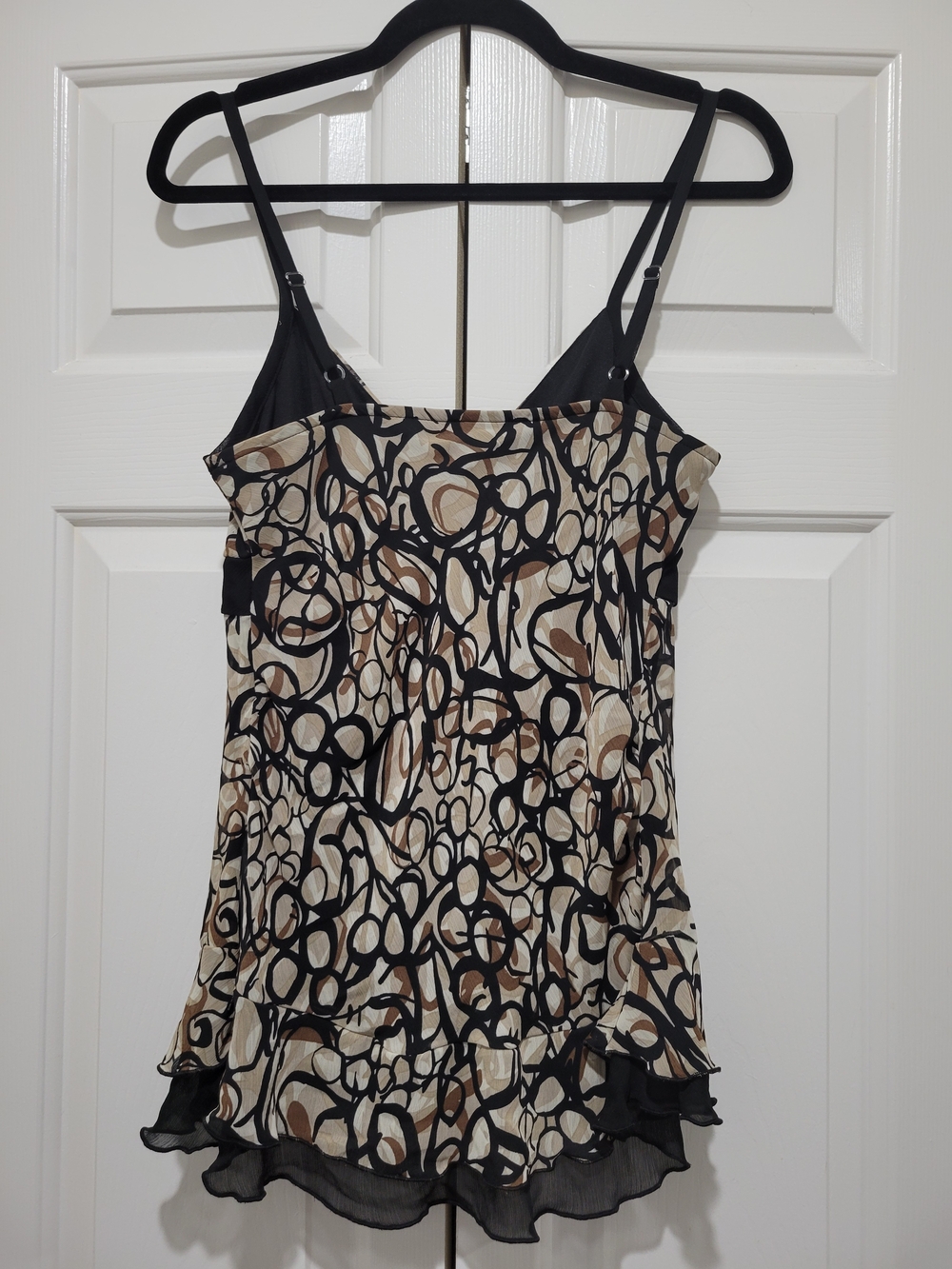 Byer California Beige/Brown/Black Abstract Print Flowy Top - Picture 2 of 9